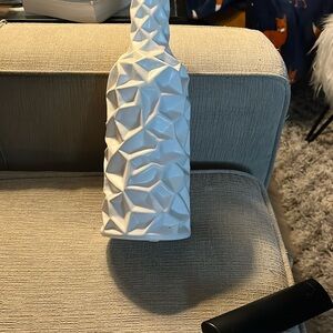 White Geometric Textured Vase Accent